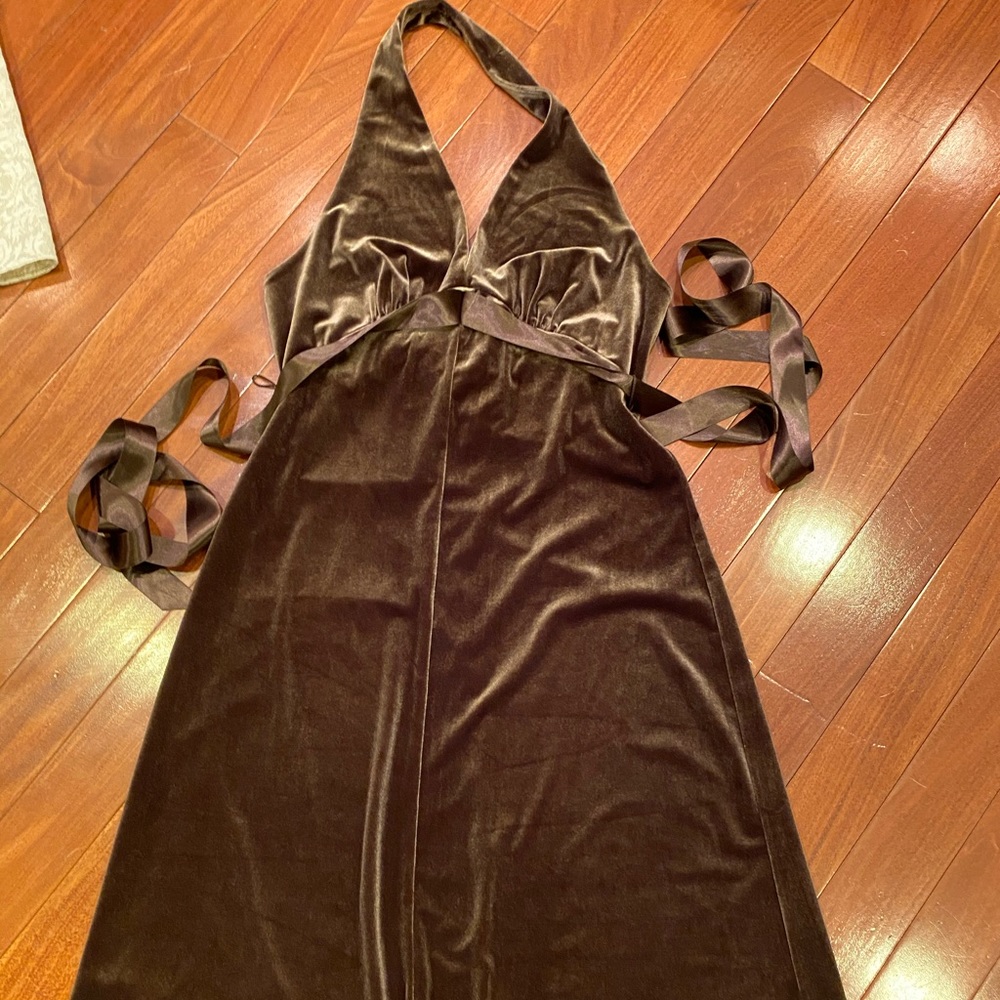 Brown velvet dress